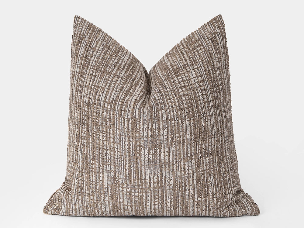 Brown and Beige Striped Pillow Cover