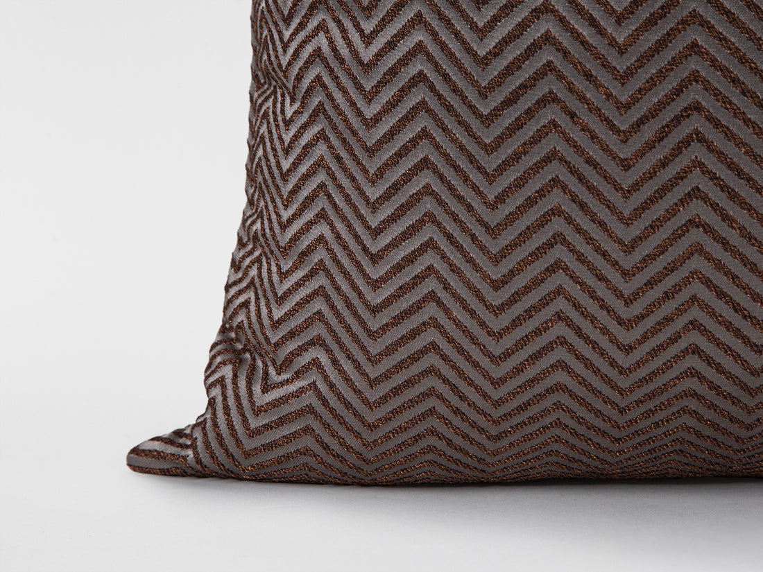 Brown Chevron Jacquard Pillow Cover