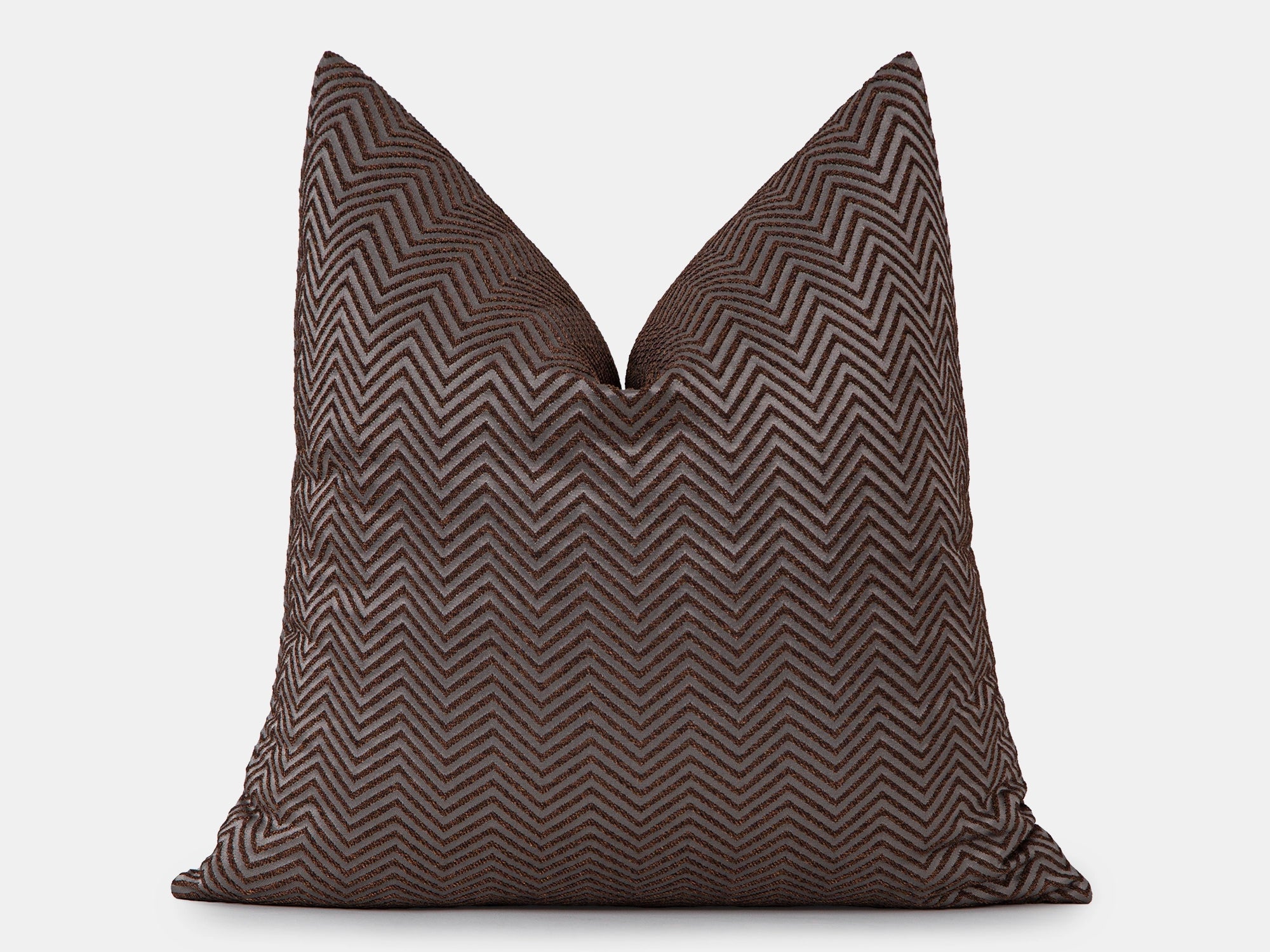 Brown Chevron Jacquard Pillow Cover