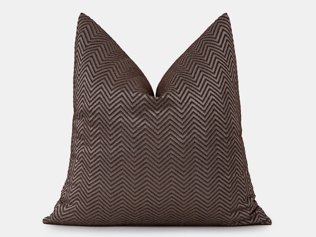 Brown Chevron Jacquard Pillow Cover