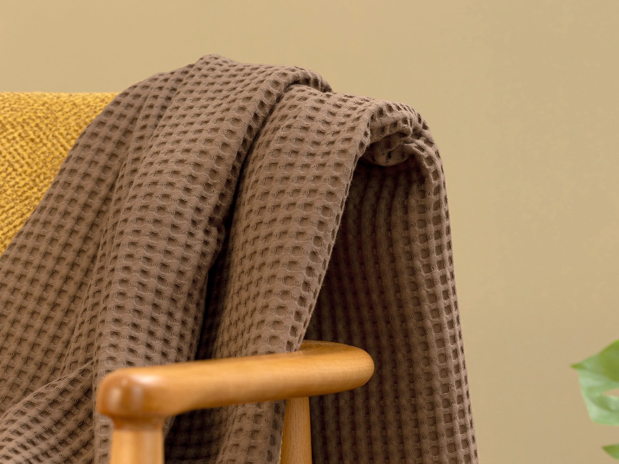 Brown Waffle Sofa Throw