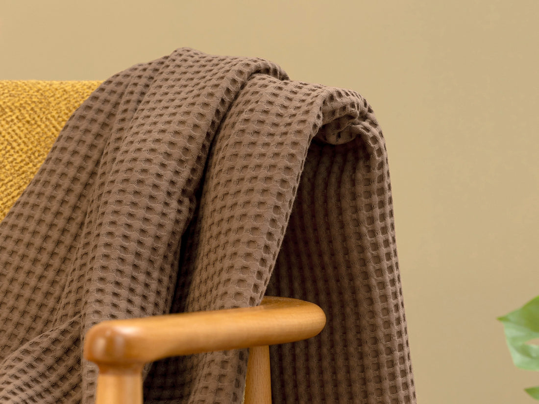 Brown Waffle Sofa Throw