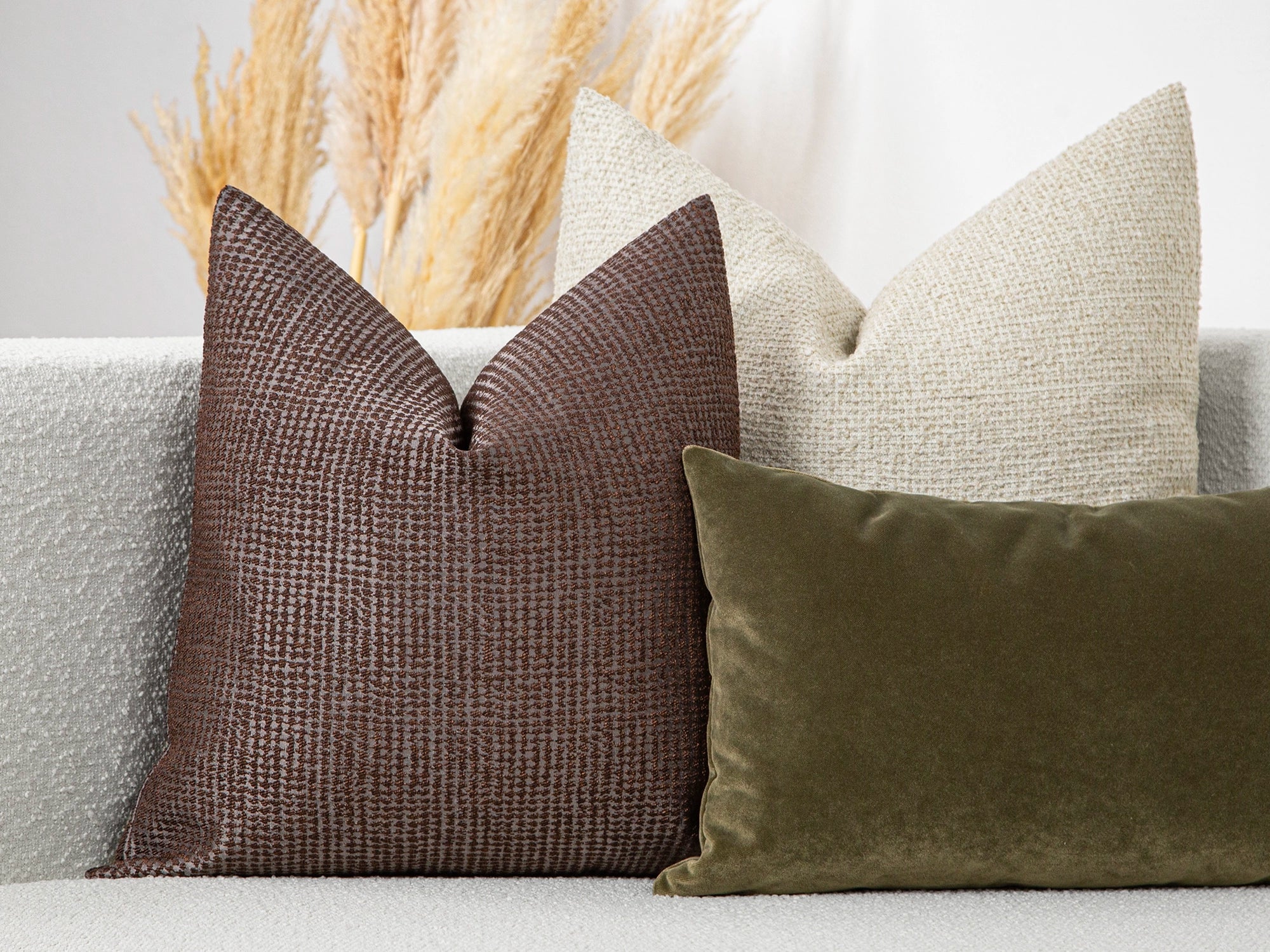 Brown Dotted Jacquard Pillow Cover