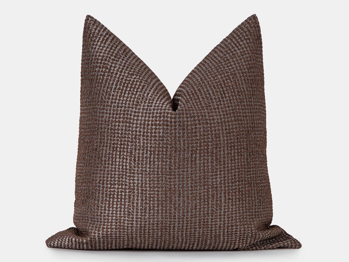 Brown Dotted Jacquard Pillow Cover