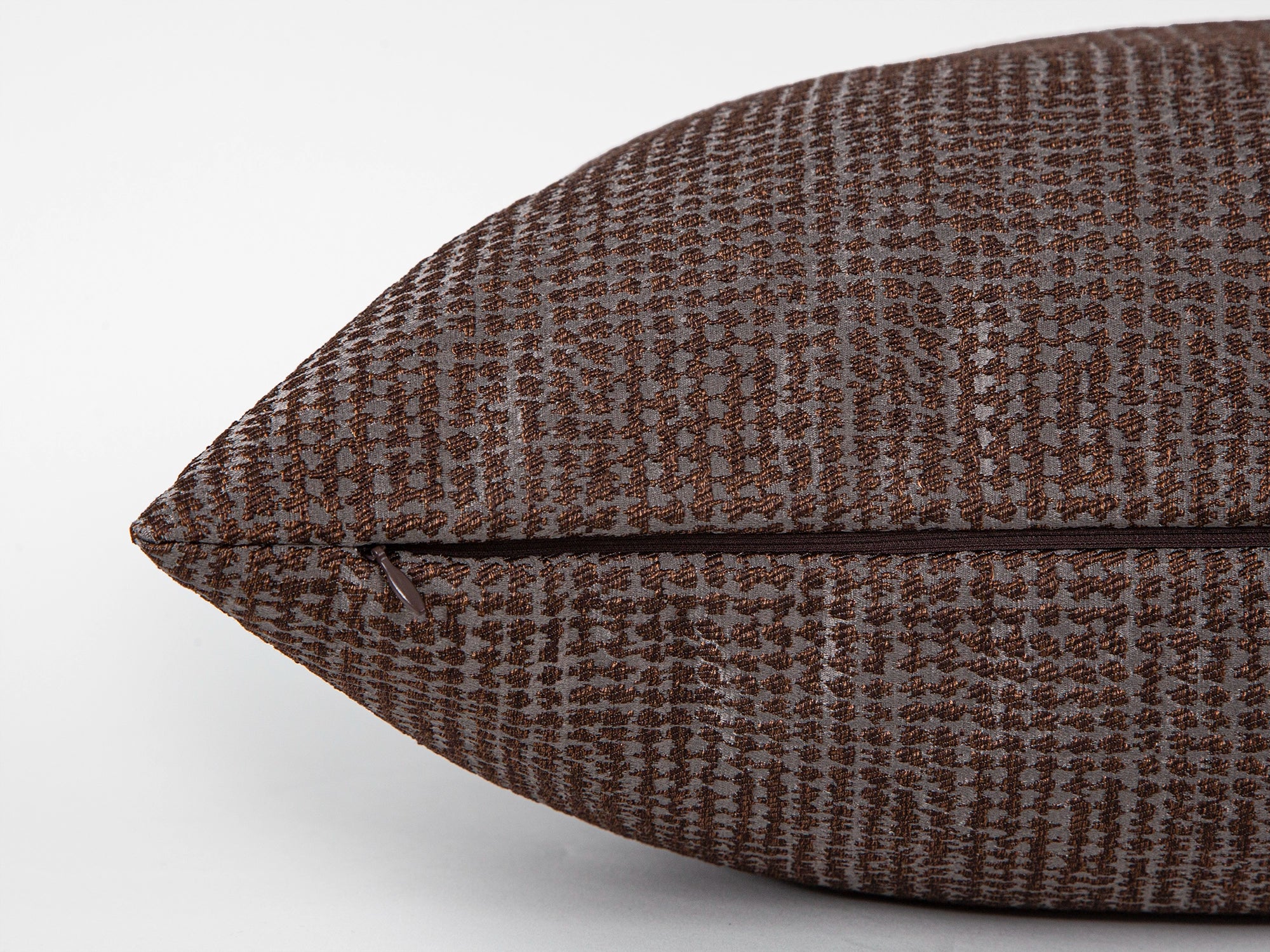 Brown Dotted Jacquard Pillow Cover