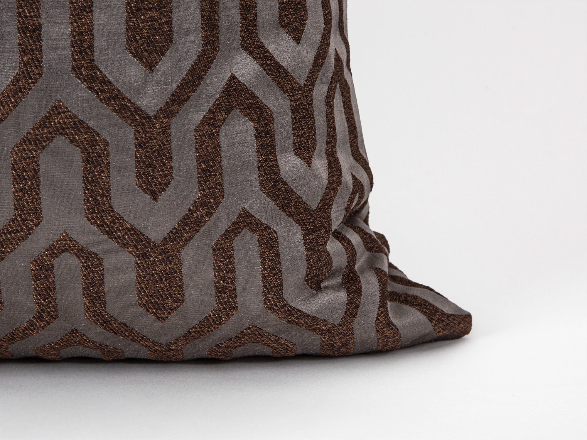 Brown Geometric Jacquard Pillow Cover