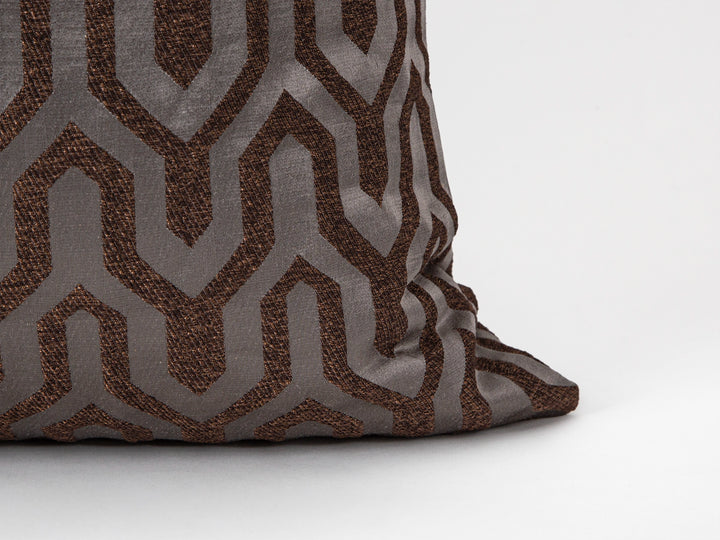 Brown Geometric Jacquard Pillow Cover