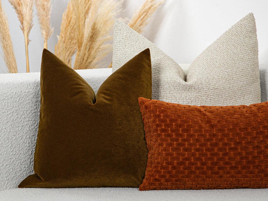 Dark Olive Brown Velvet Pillow Cover
