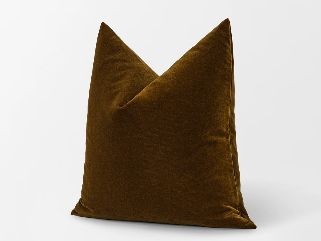 Dark Olive Brown Velvet Pillow Cover