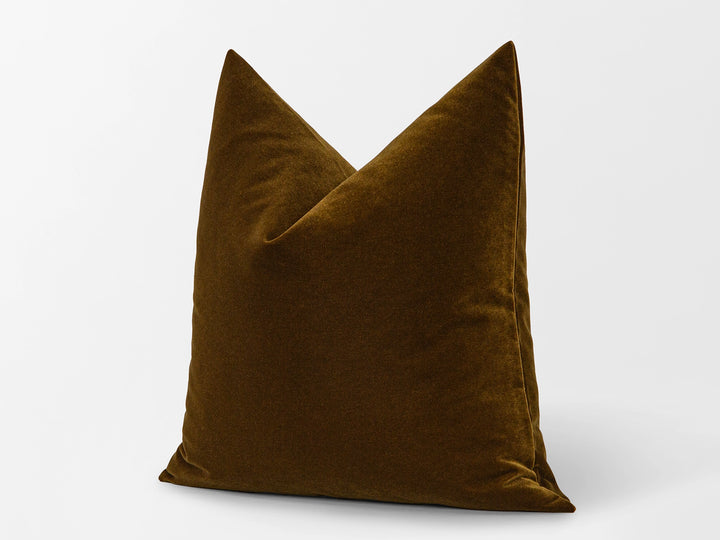 Dark Olive Brown Velvet Pillow Cover