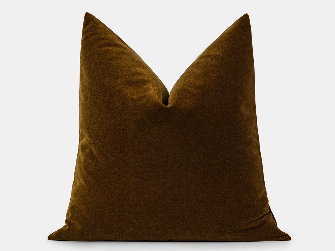 Dark Olive Brown Velvet Pillow Cover