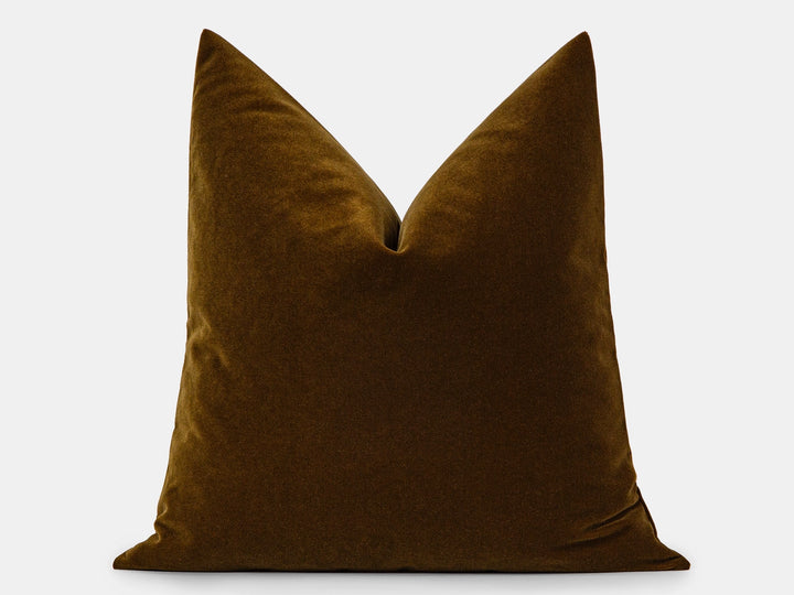 Dark Olive Brown Velvet Pillow Cover