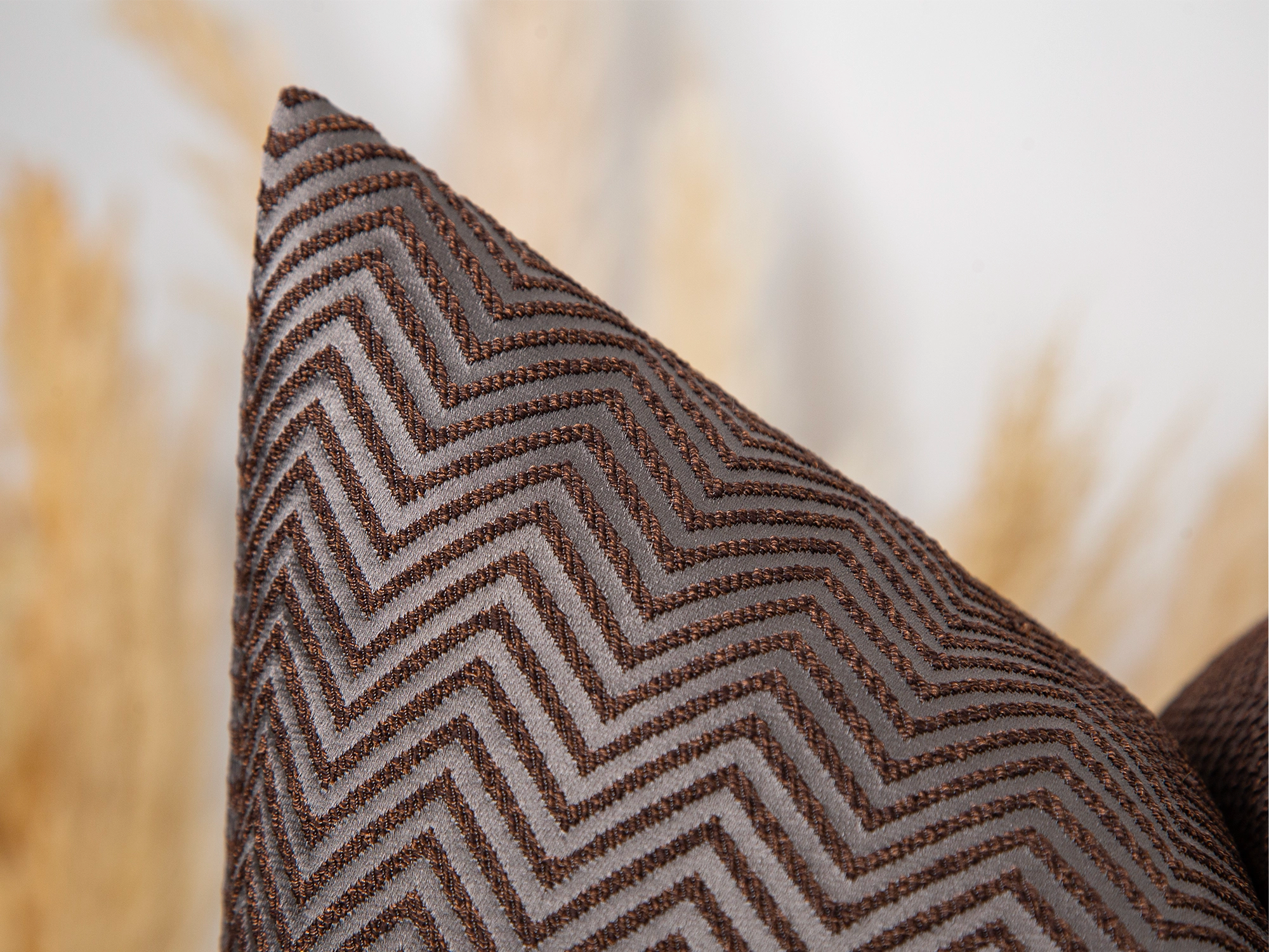 Brown Chevron Jacquard Pillow Cover