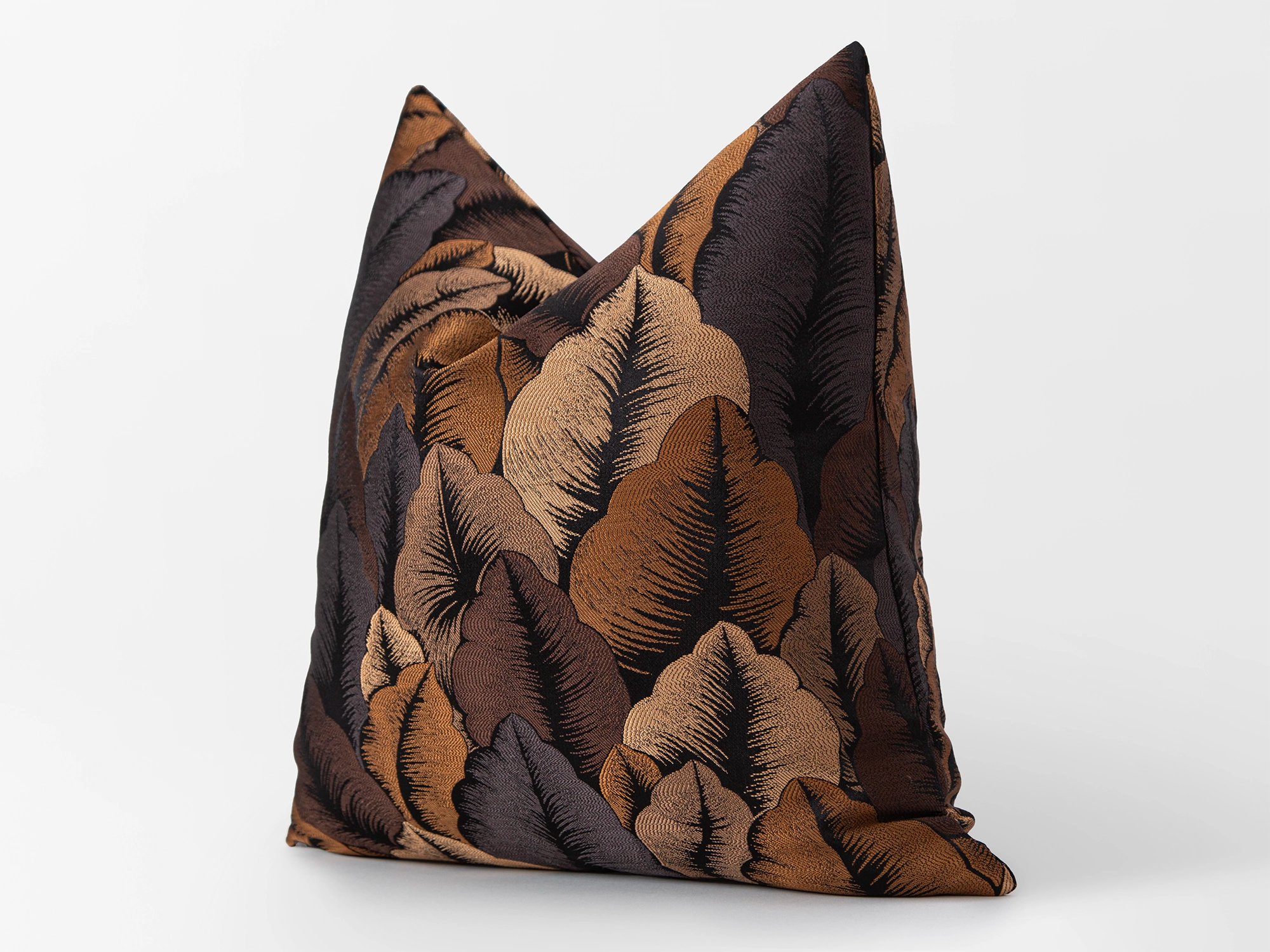 Dark Brown Jacquard Pillow Cover - Woven & Luxury