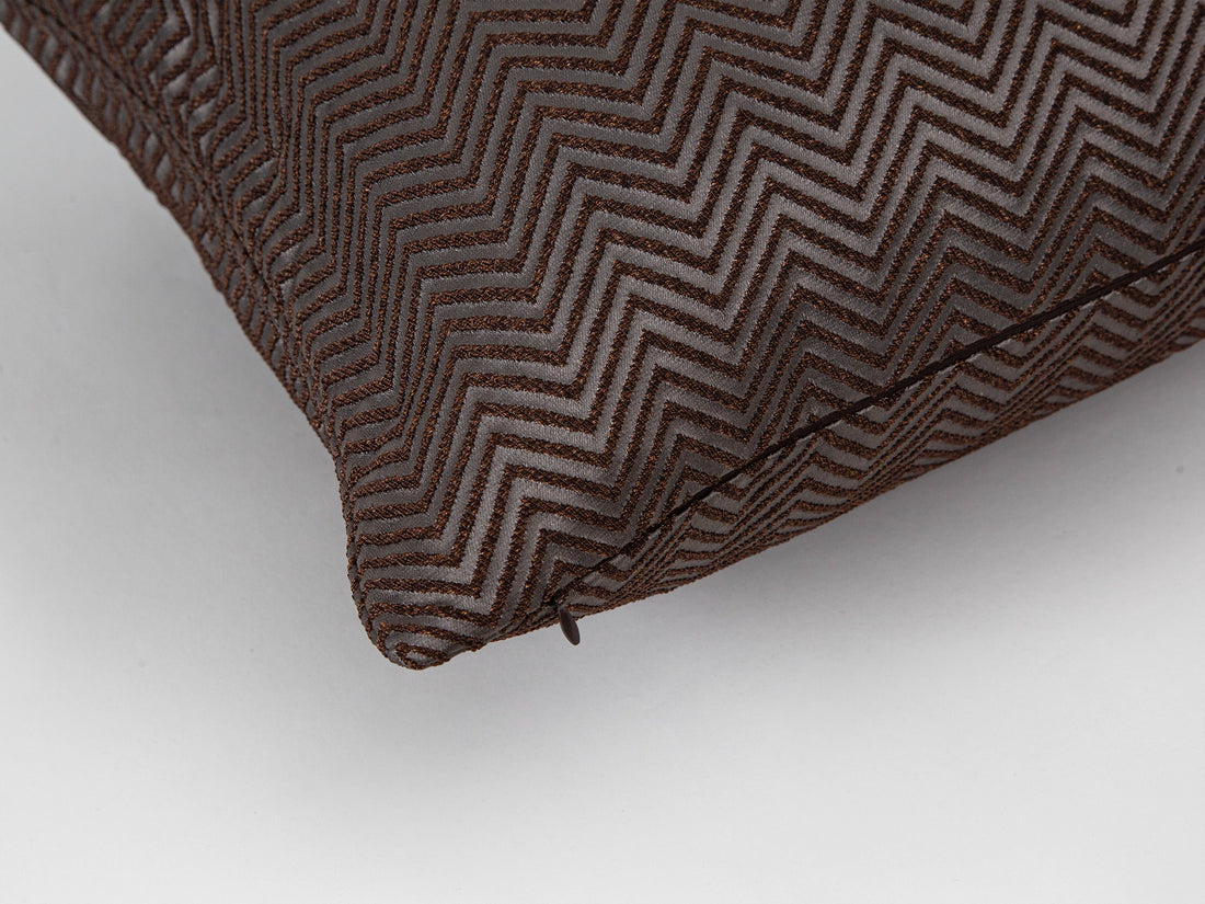 Brown Chevron Jacquard Pillow Cover