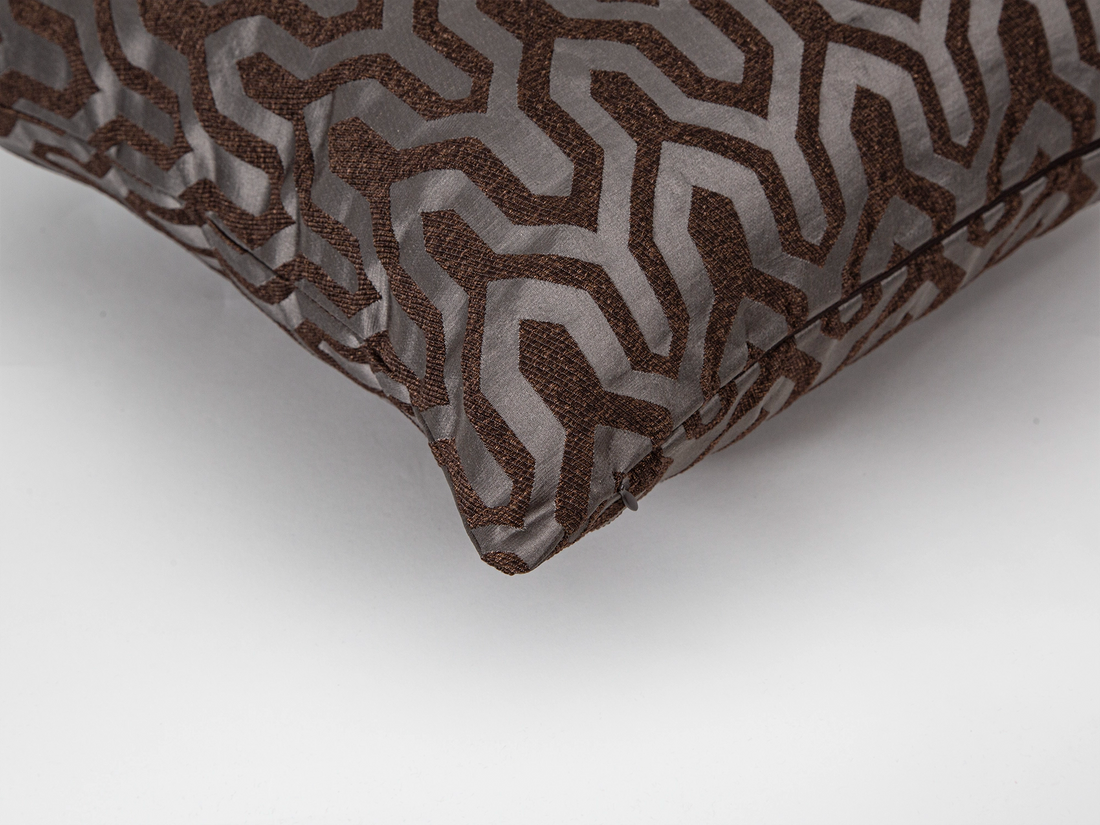 Brown Geometric Jacquard Pillow Cover
