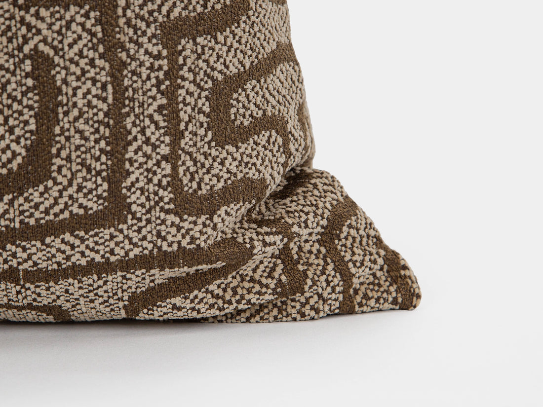 Brown Beige Maze Pillow Cover - Tessera Collection