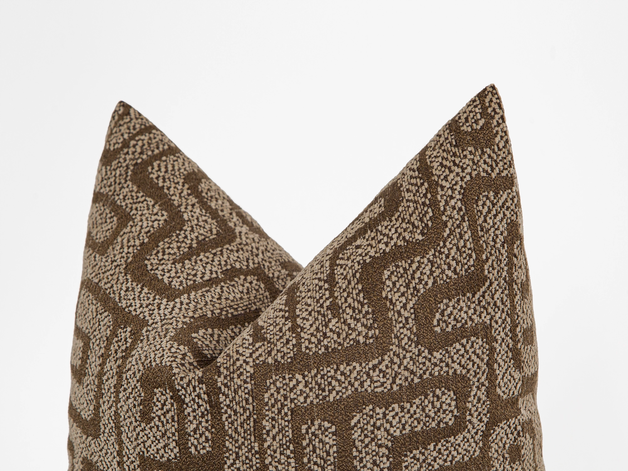 Brown Beige Maze Pillow Cover - Tessera Collection