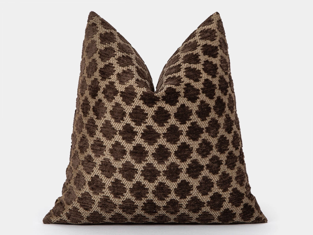 Brown Spotted Textured Boho Pillow Cover