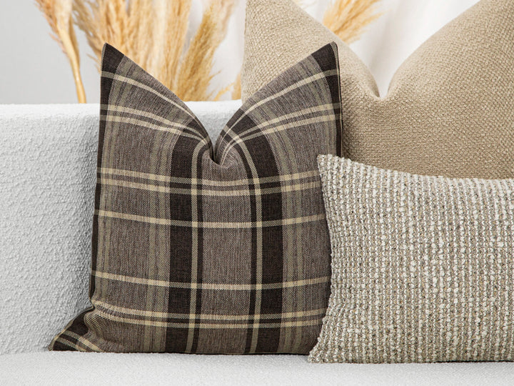 Brown Plaid Pillow Cover