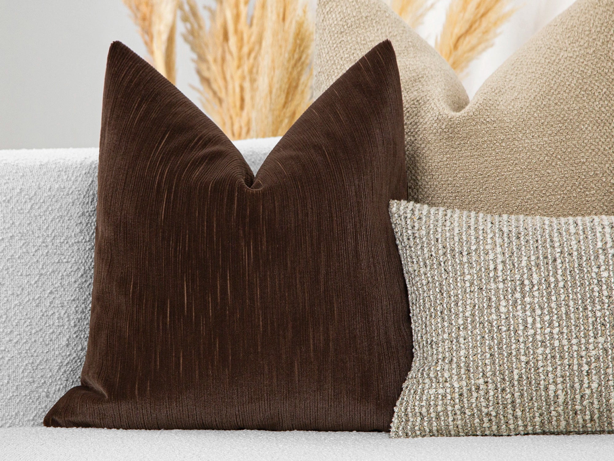 Brown Ribbed Velvet Pillow Cover
