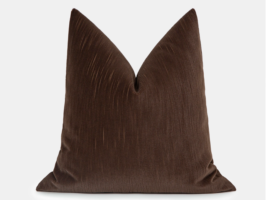 Brown Ribbed Velvet Pillow Cover