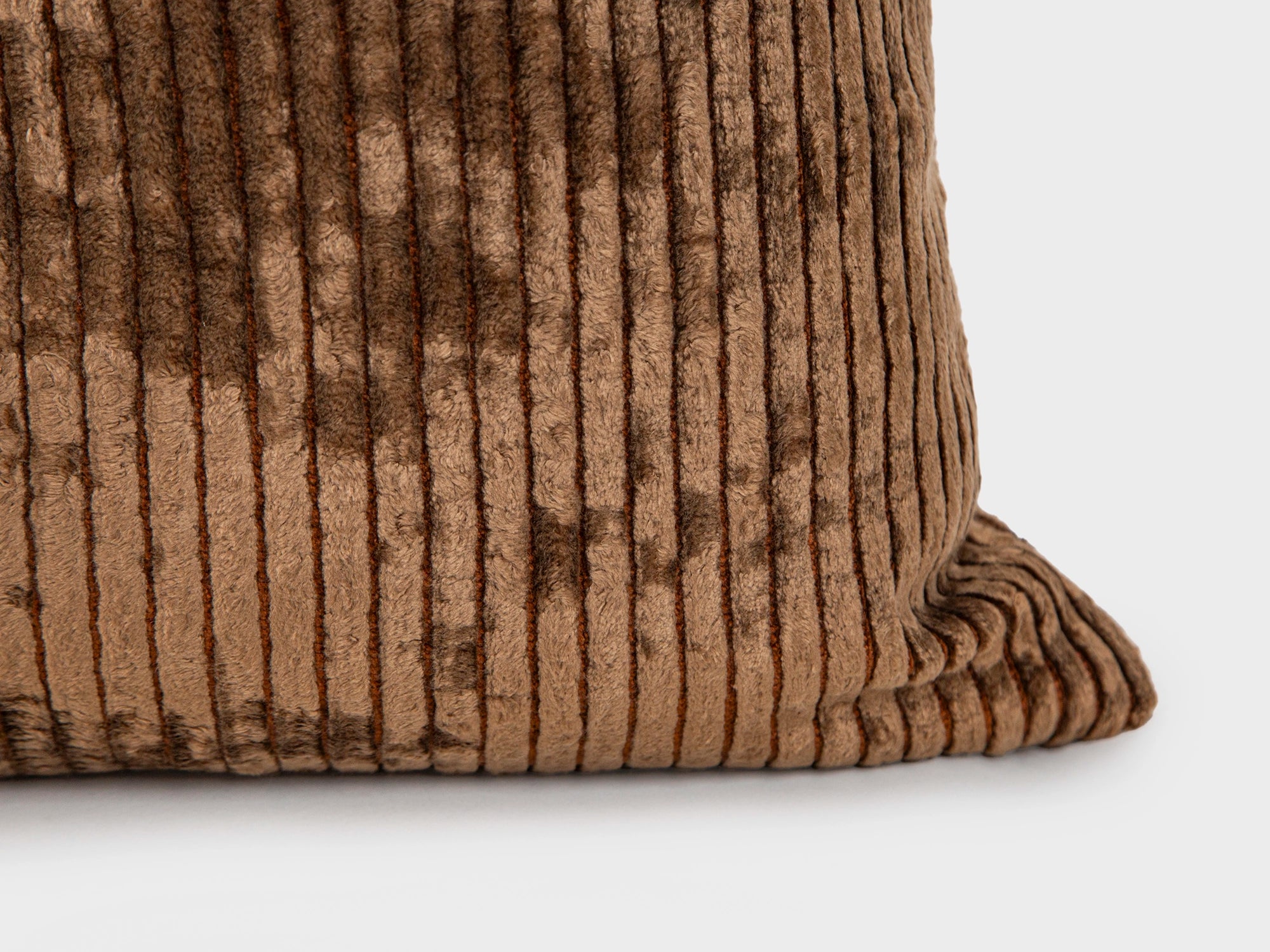 Brown Tonal Striped Velvet Pillow Cover
