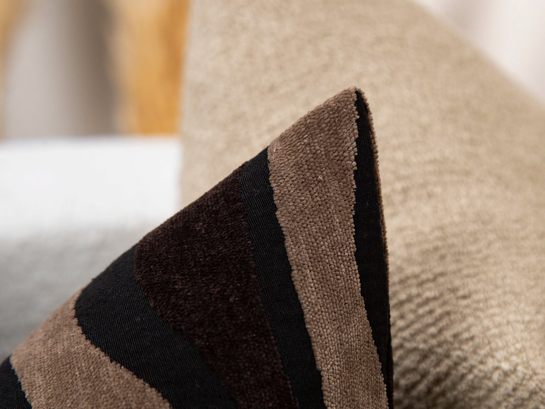Dark Brown Textured Wavy Pillow Cover