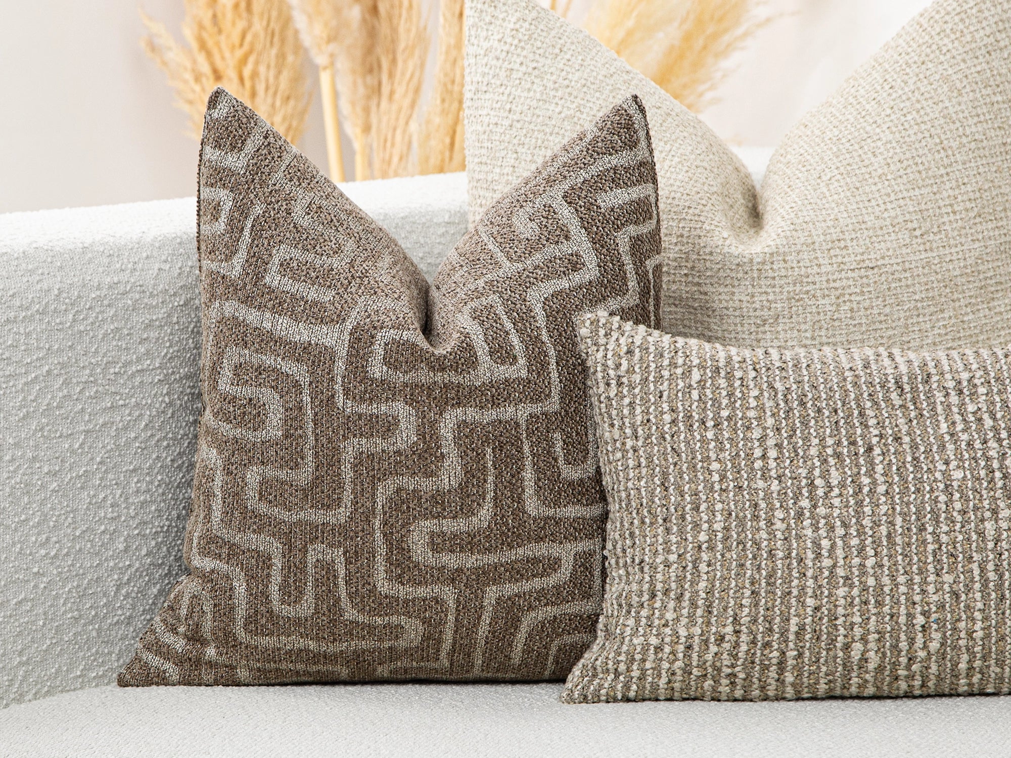 Dusty Brown Maze Pillow Cover - Tessera Collection