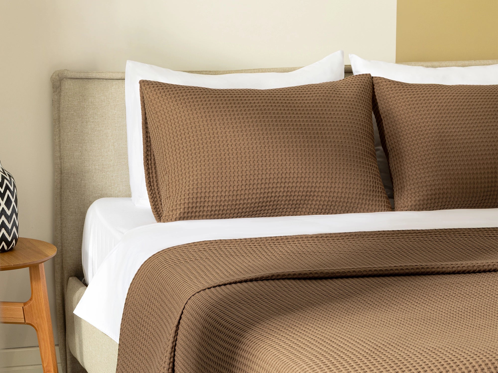 Brown Waffle Bed Throw Set