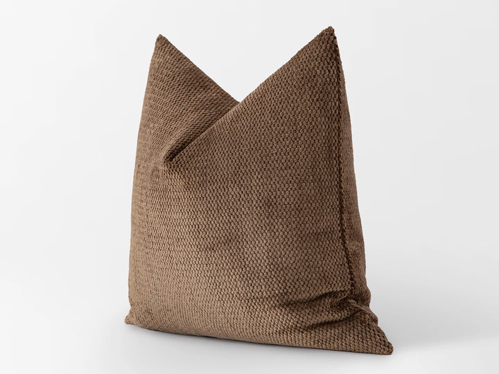Brown Soft Textured Throw Pillow Cover