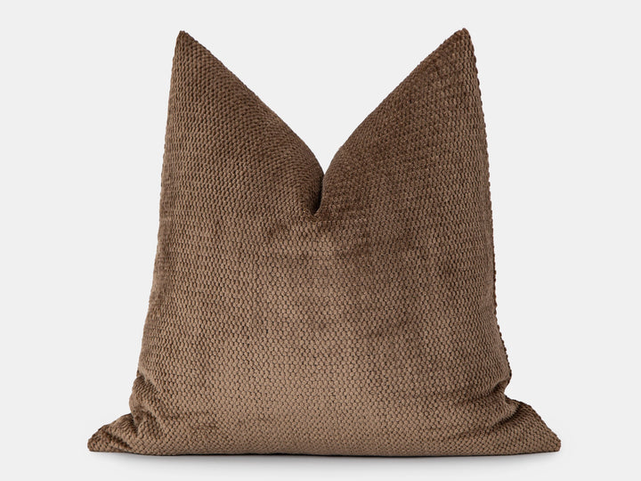 Brown Soft Textured Throw Pillow Cover