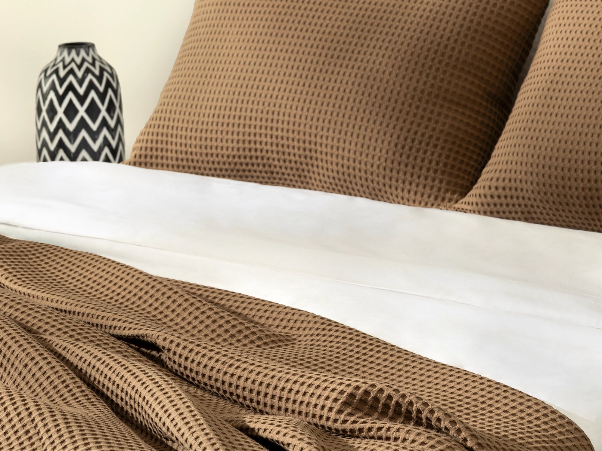 Brown Waffle Bed Throw Set
