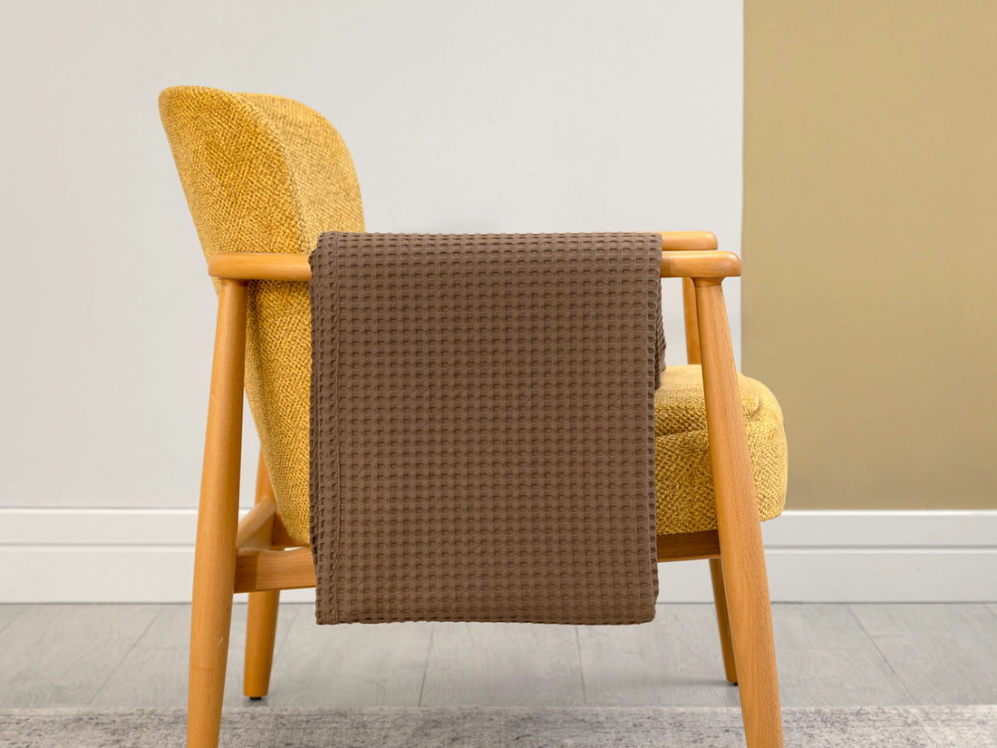 Brown Waffle Sofa Throw