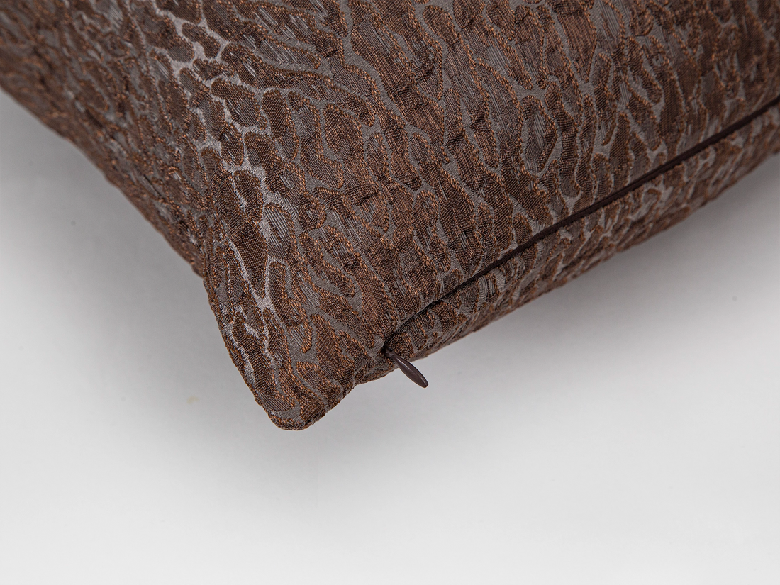 Brown Abstract Jacquard Pillow Cover