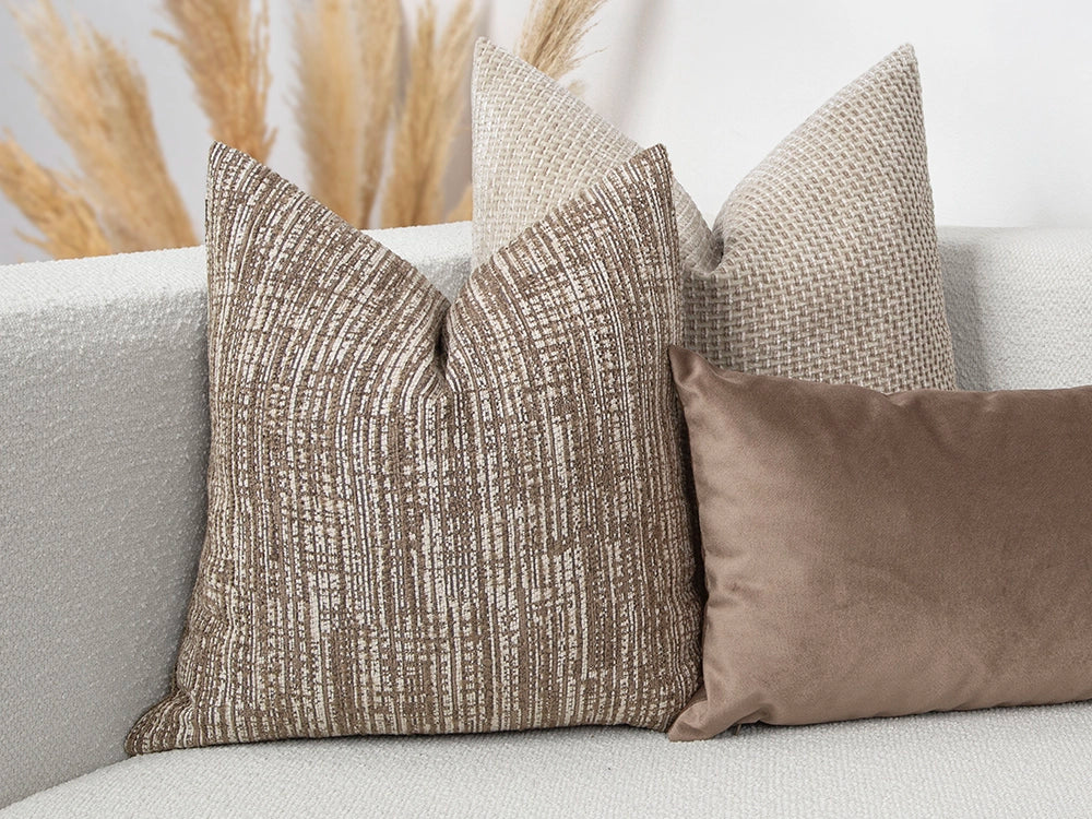 Brown and Beige Striped Pillow Cover