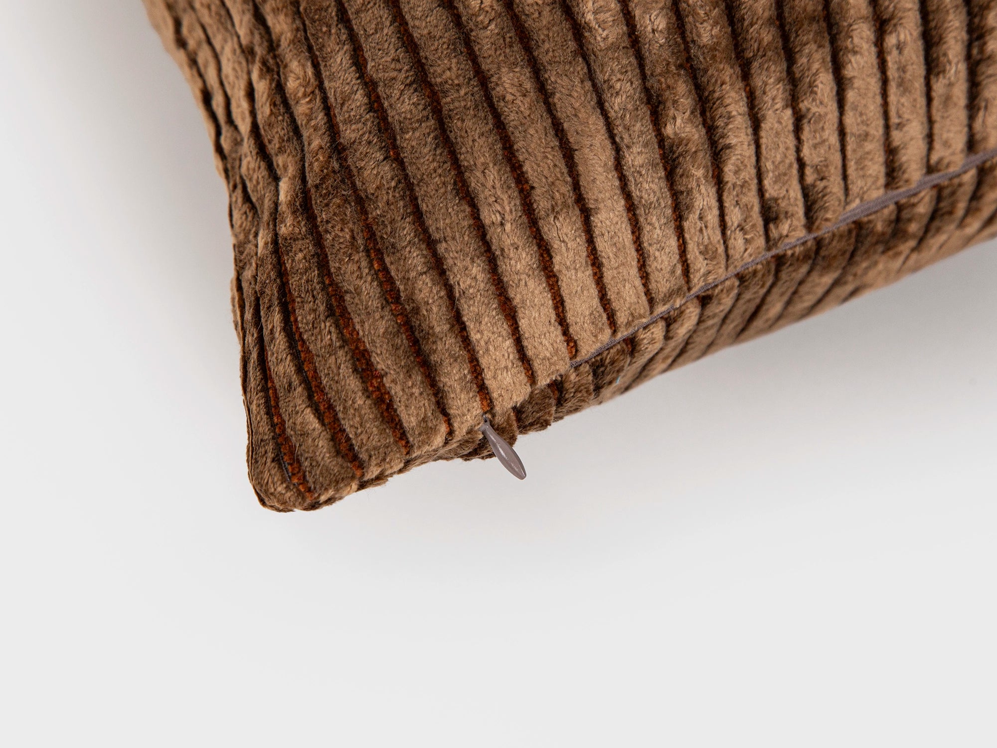 Brown Tonal Striped Velvet Pillow Cover