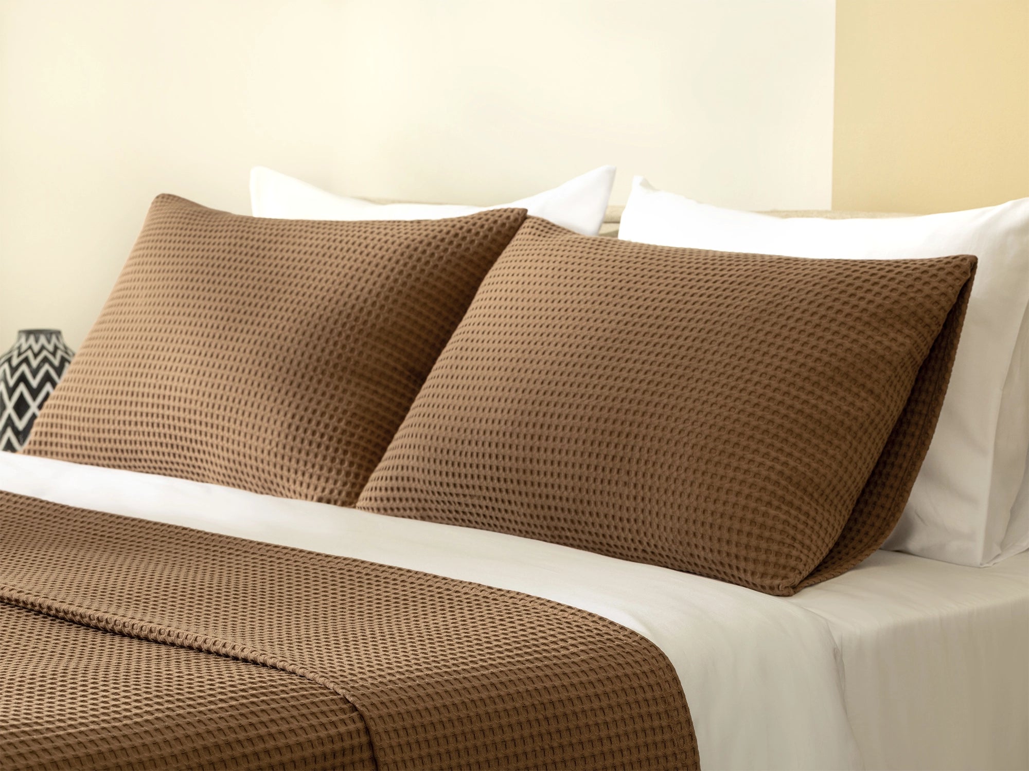 Brown Waffle Bed Throw Set