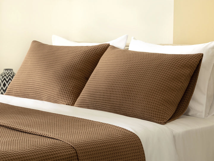 Brown Waffle Bed Throw Set
