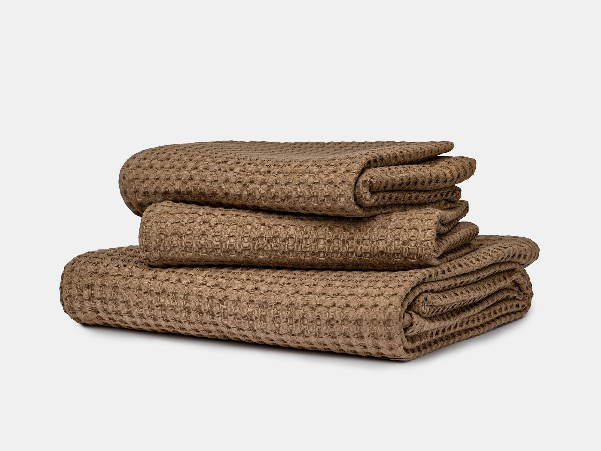 Brown Waffle Bed Throw Set
