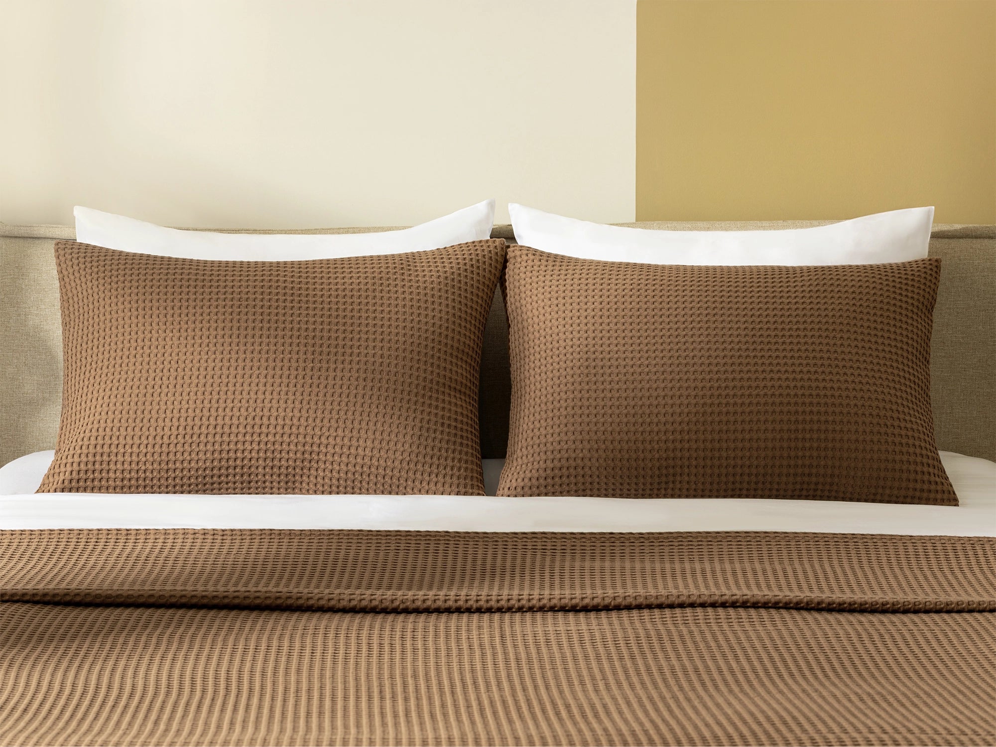 Brown Waffle Bed Throw Set