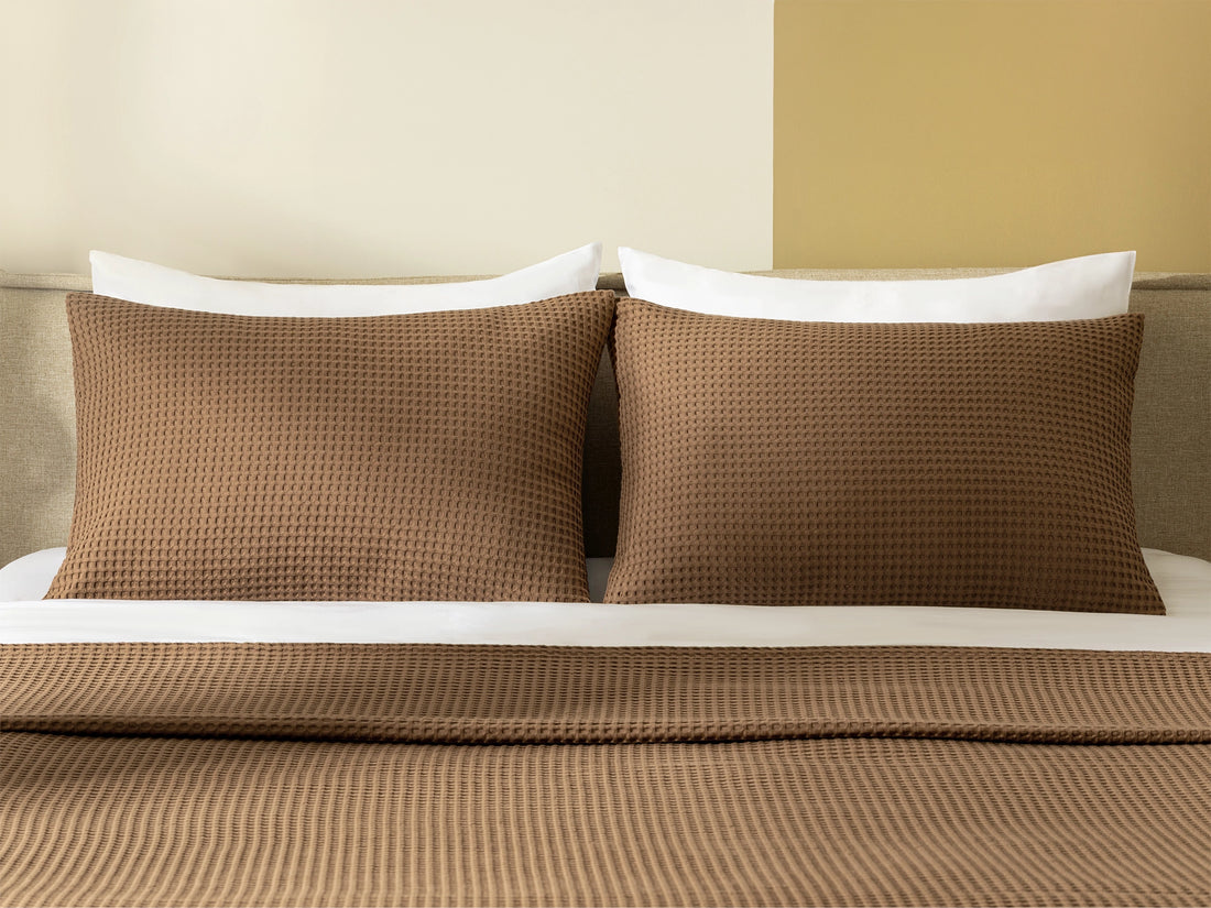 Brown Waffle Bed Throw Set