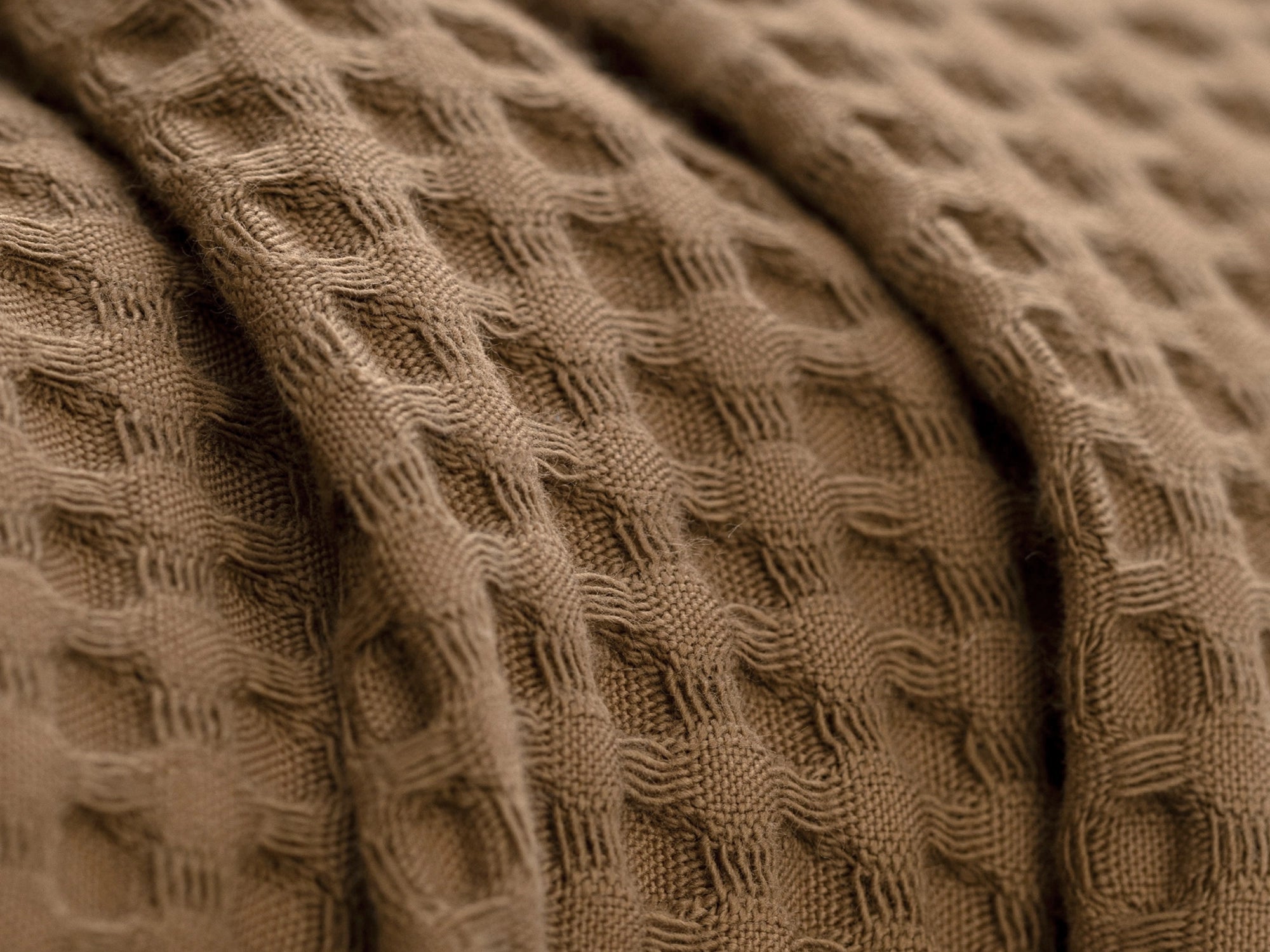 Brown Waffle Bed Throw Set