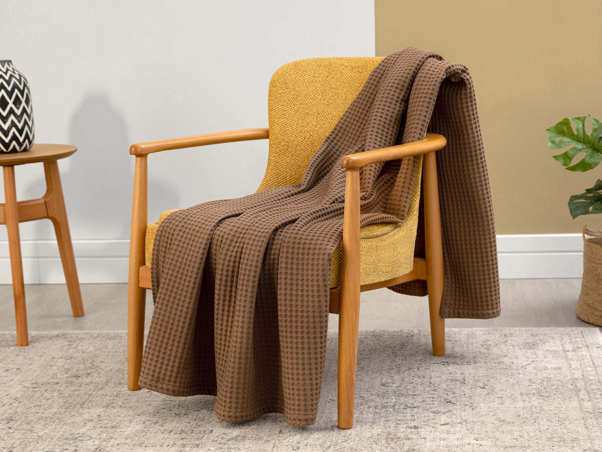 Brown Waffle Sofa Throw