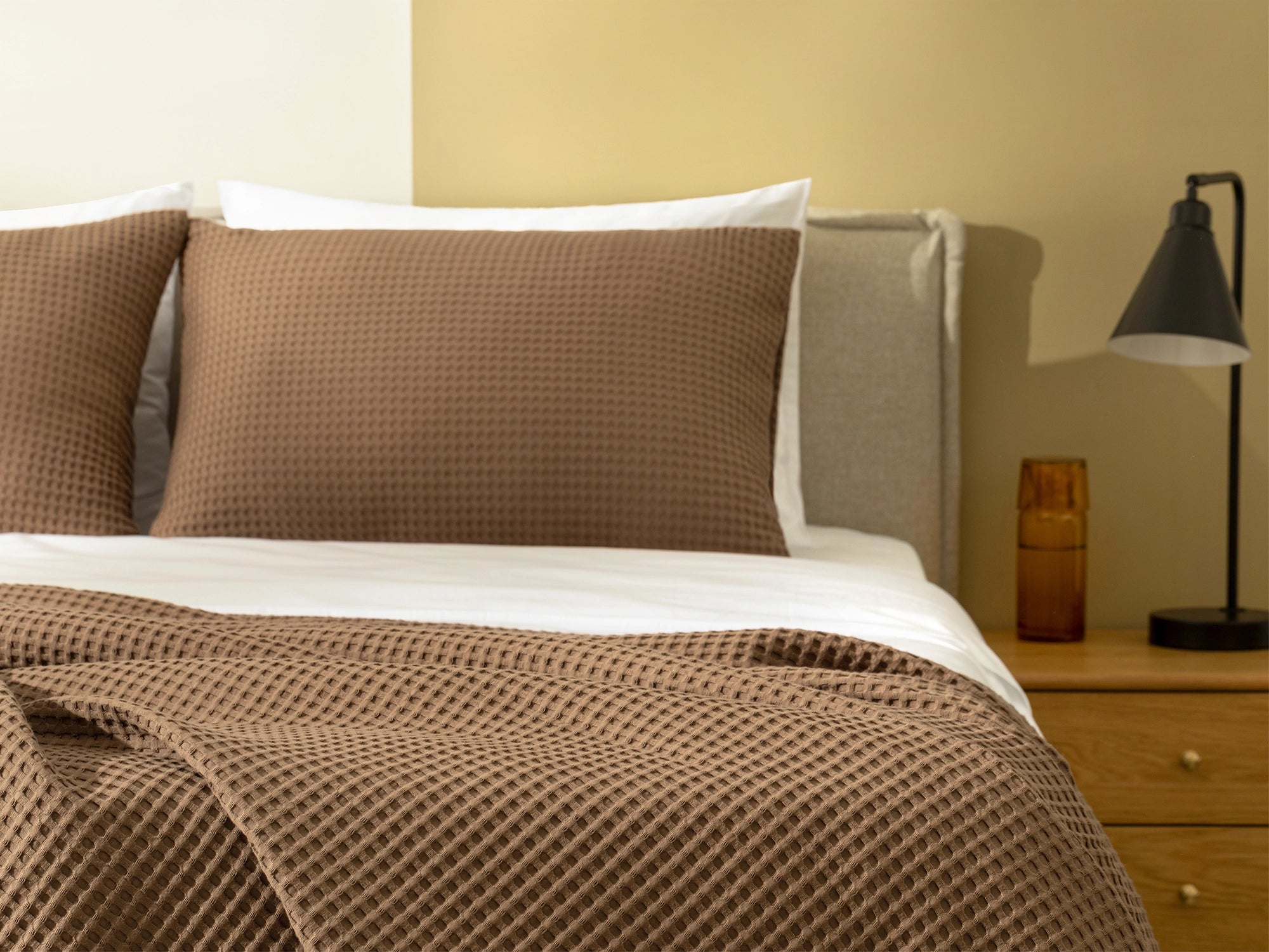 Brown Waffle Bed Throw Set