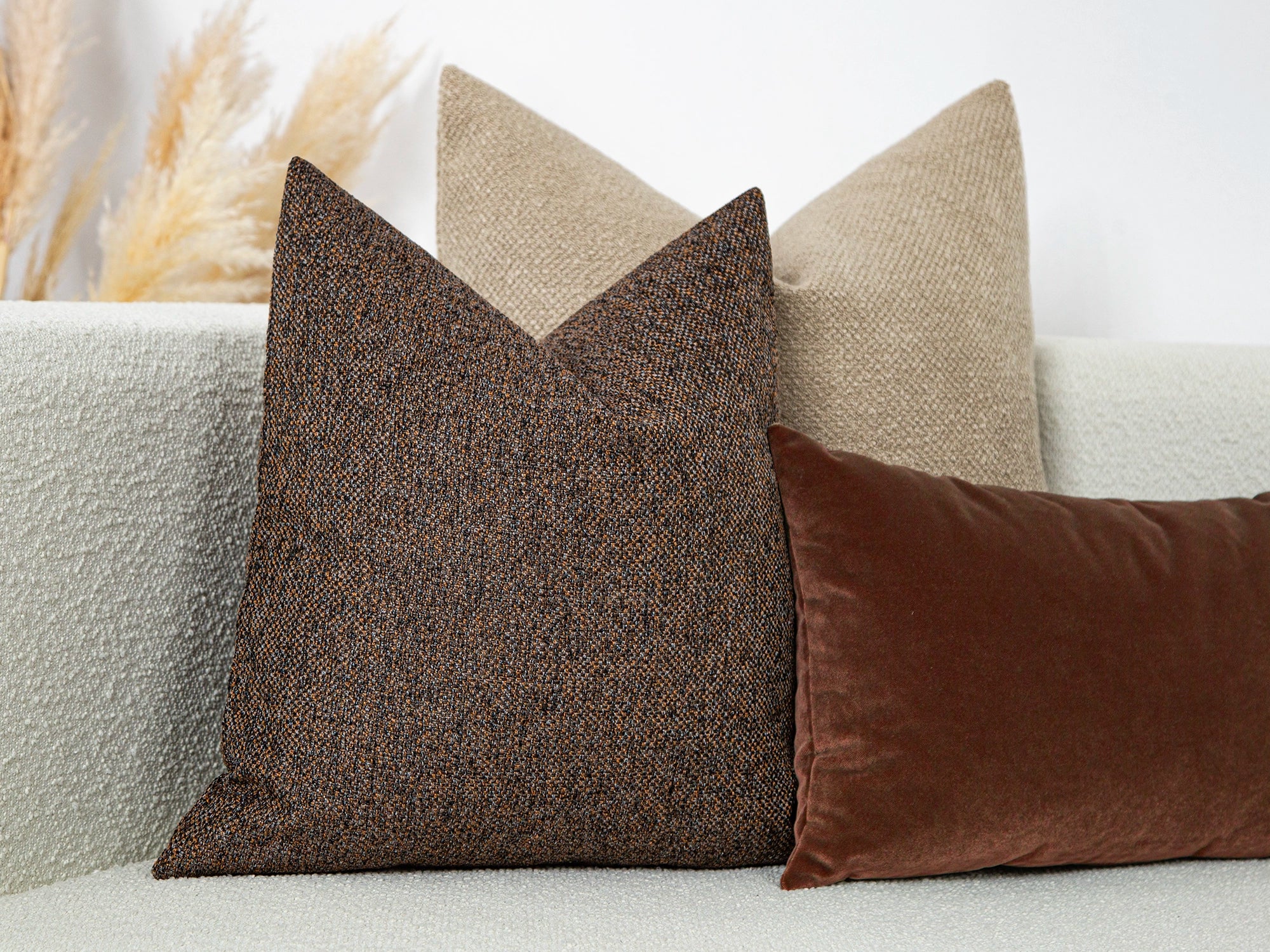Warm Brown Woven Pillow Cover
