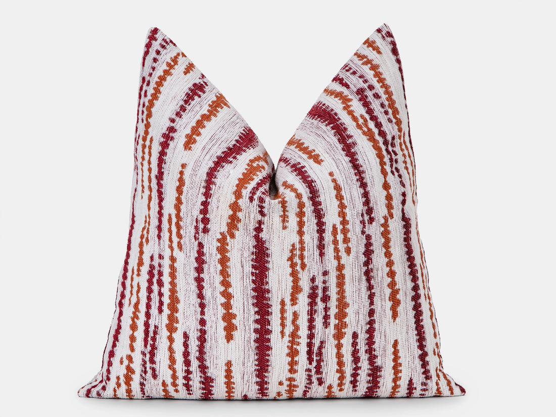Burgundy Abstract Dash Stripe Pillow Cover