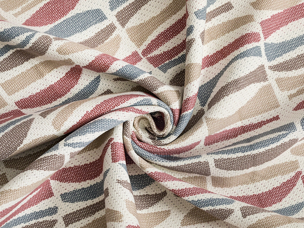 Burgundy Geometric Outdoor Upholstery Fabric