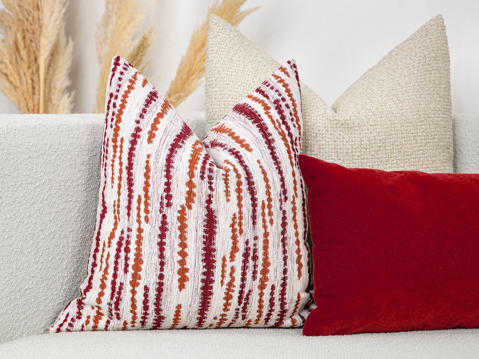 Burgundy Abstract Dash Stripe Pillow Cover