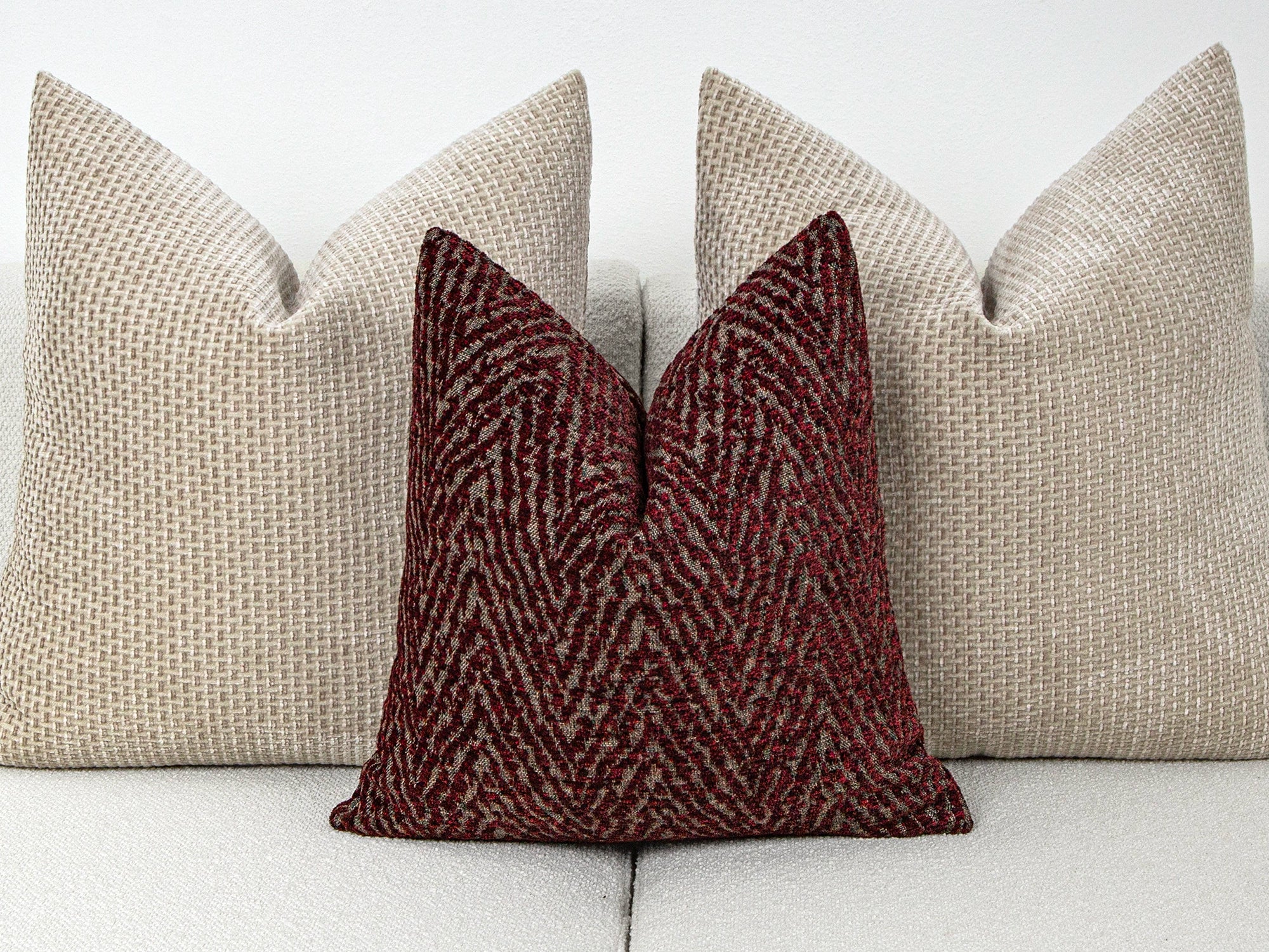 Burgundy Textured Chevron Pillow Cover